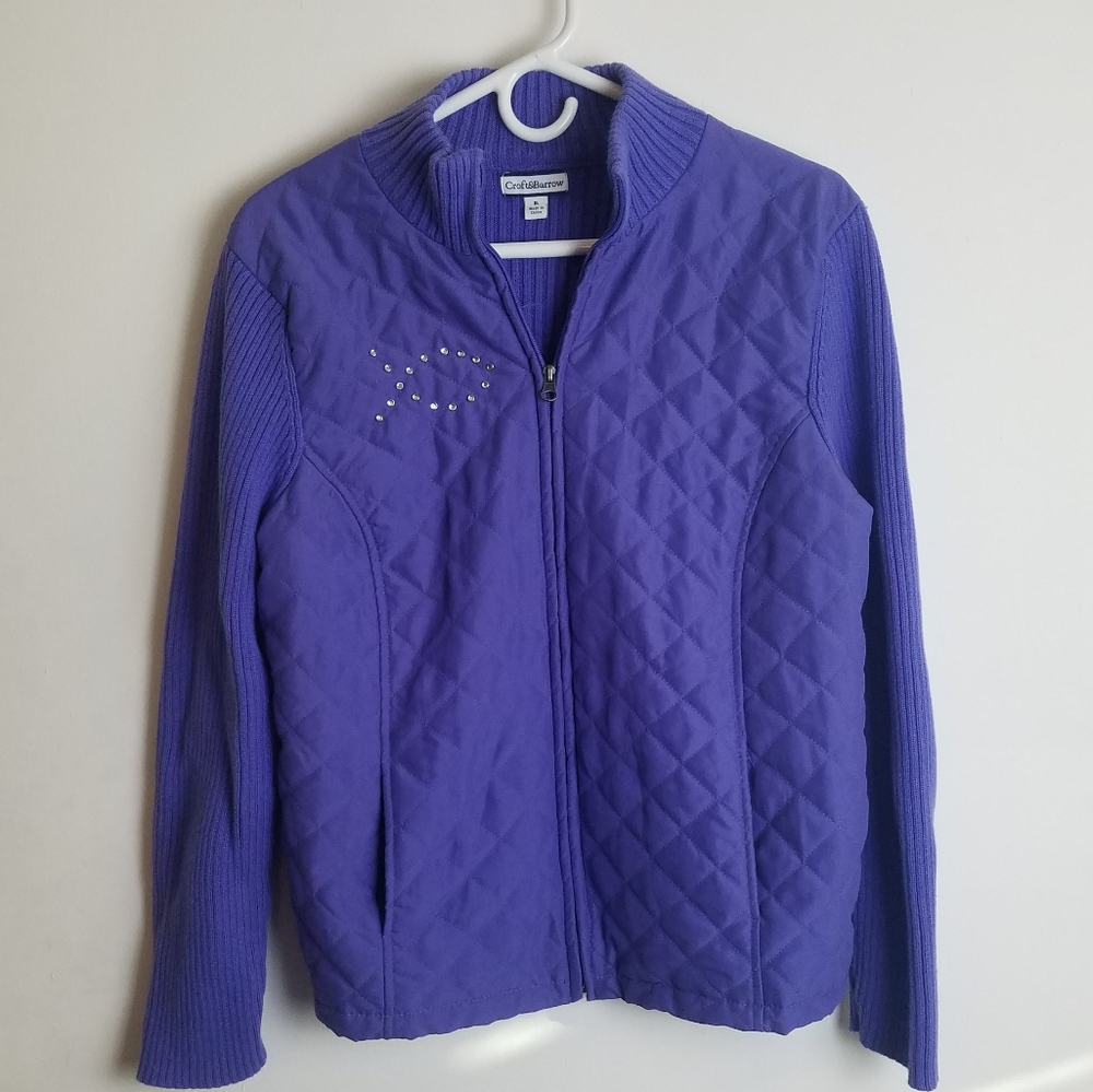 Croft & Barrow quilted front full zip sweater